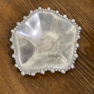 Pewter beaded candy trinket dish